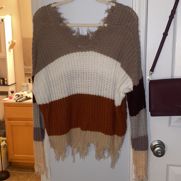 Striped Miracle V/Scoop Neck Sweater - Picture 3 of 3
